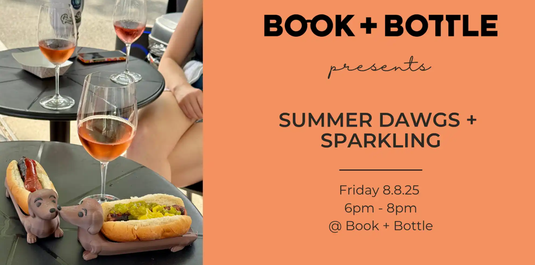 book + bottle summer dog and sparkling event flyer st pete florida