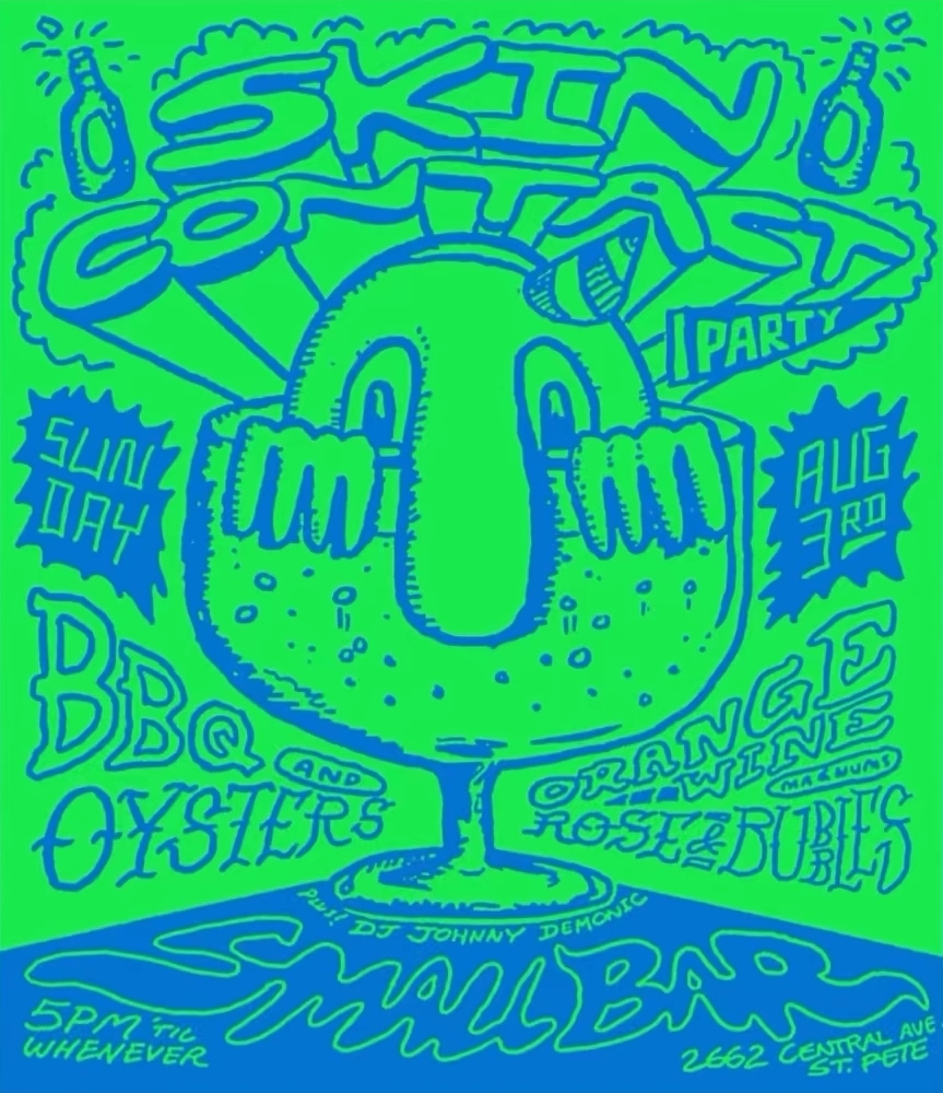 small bar skin contact event flyer st pete florida